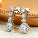 Luxurious 925 Sterling Silver Moissanite Round Shape Tassel Earrings - Dazzling Proposal, Engagement, Wedding, Anniversary, and Birthday Gift for Women - Hypoallergenic, Nickel-Free, and Comfortable to Wear