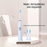 Portable electric toothbrush that doesn't require charging, with tapered soft bristle brush head for adults