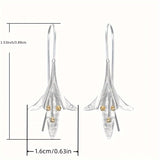 Female Fashion Vintage Blooming Flowers Two Tone Dangle Hanging Engagement Jewelry Earrings