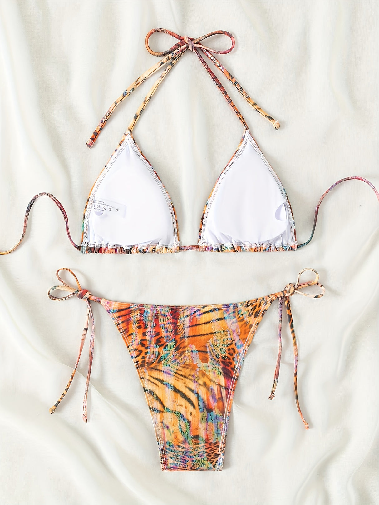 Sexy Hot Stamping Split Style Bikini Swimsuit for Women - Stylish Beachwear with Stamp Print, High-Waisted Design, and Flattering Cut - Perfect for Summer Vacation, Pool Party, or Beach Getaway
