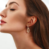 / Silvery Dangle Earrings With Shiny Zircon Decor Elegant Minimalist Style Copper Plated Jewelry Daily Casual