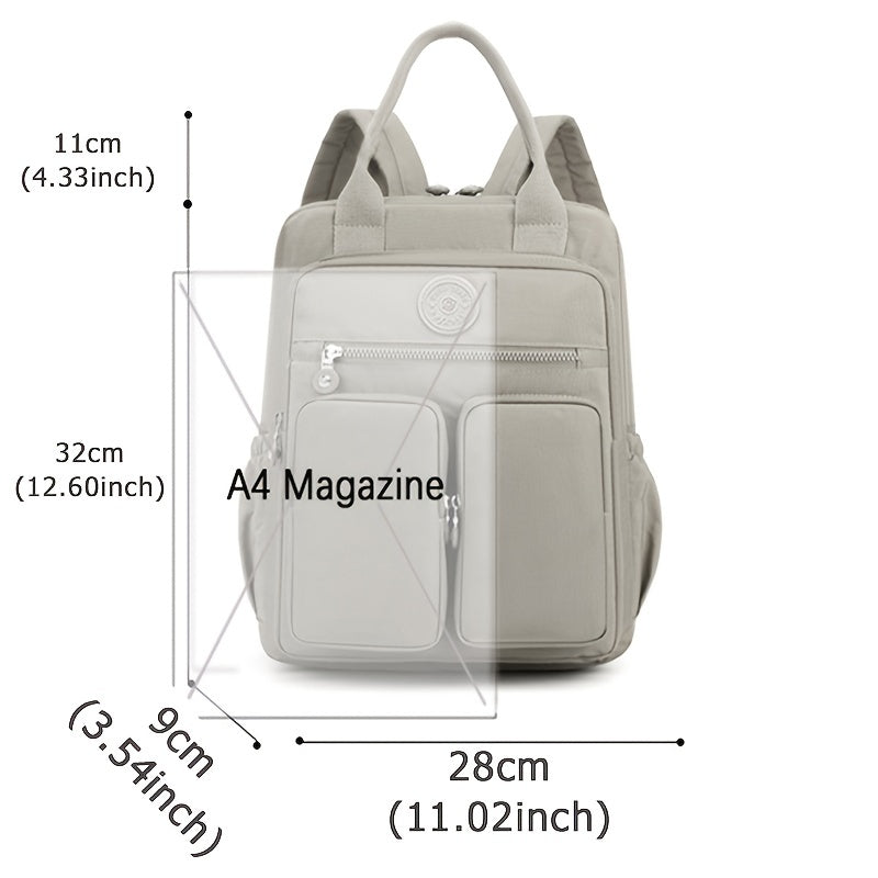 Large Capacity Backpacks for Women Casual Backpacks Women's High-capacity School Bag Solid Color Zipper Travel Bag Multi-pocket Laptop Bag