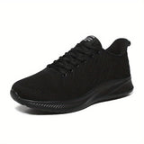Men's Trendy Knitted Breathable Lightweight Shock-Absorbing Comfy Running Shoes, Spring And Summer