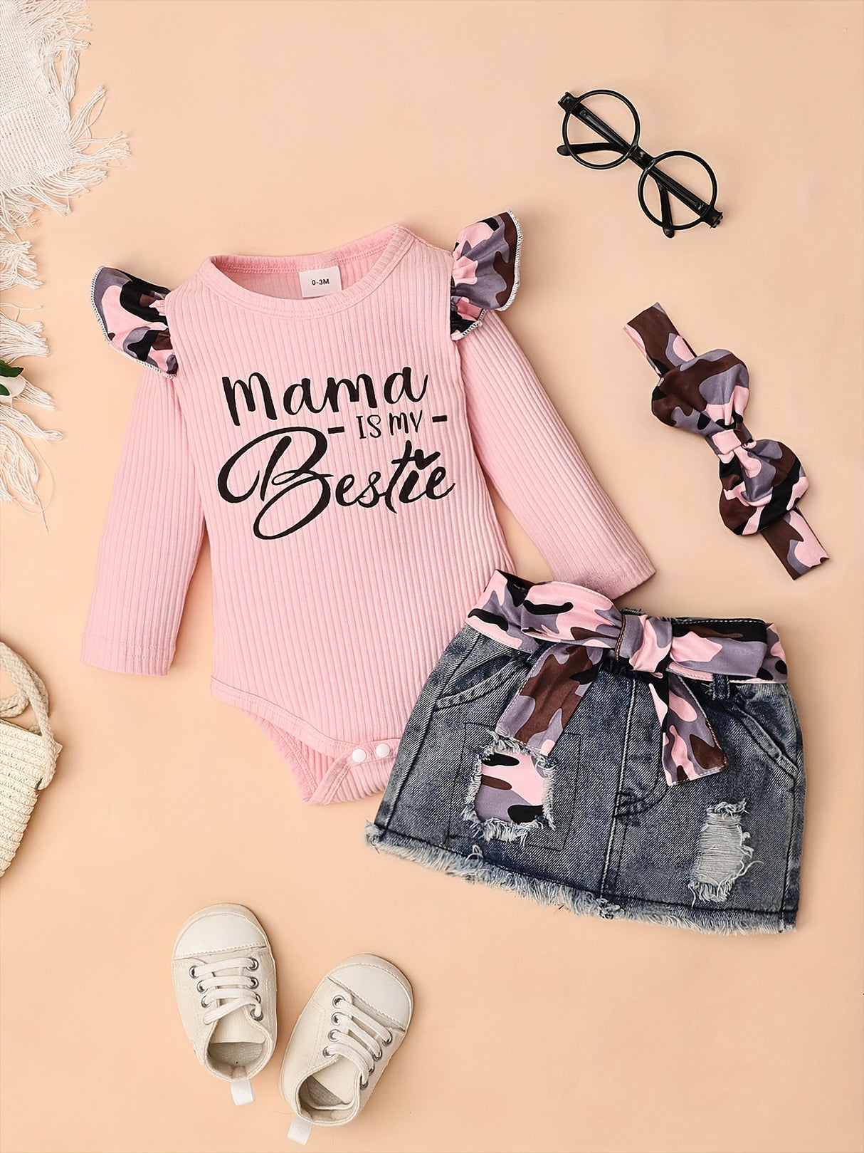 Baby Girl Clothes Newborn long Sleeve Ruffle Romper Short Jeans Pants Leporad Infant Outfits 3pcs 0-18 Months