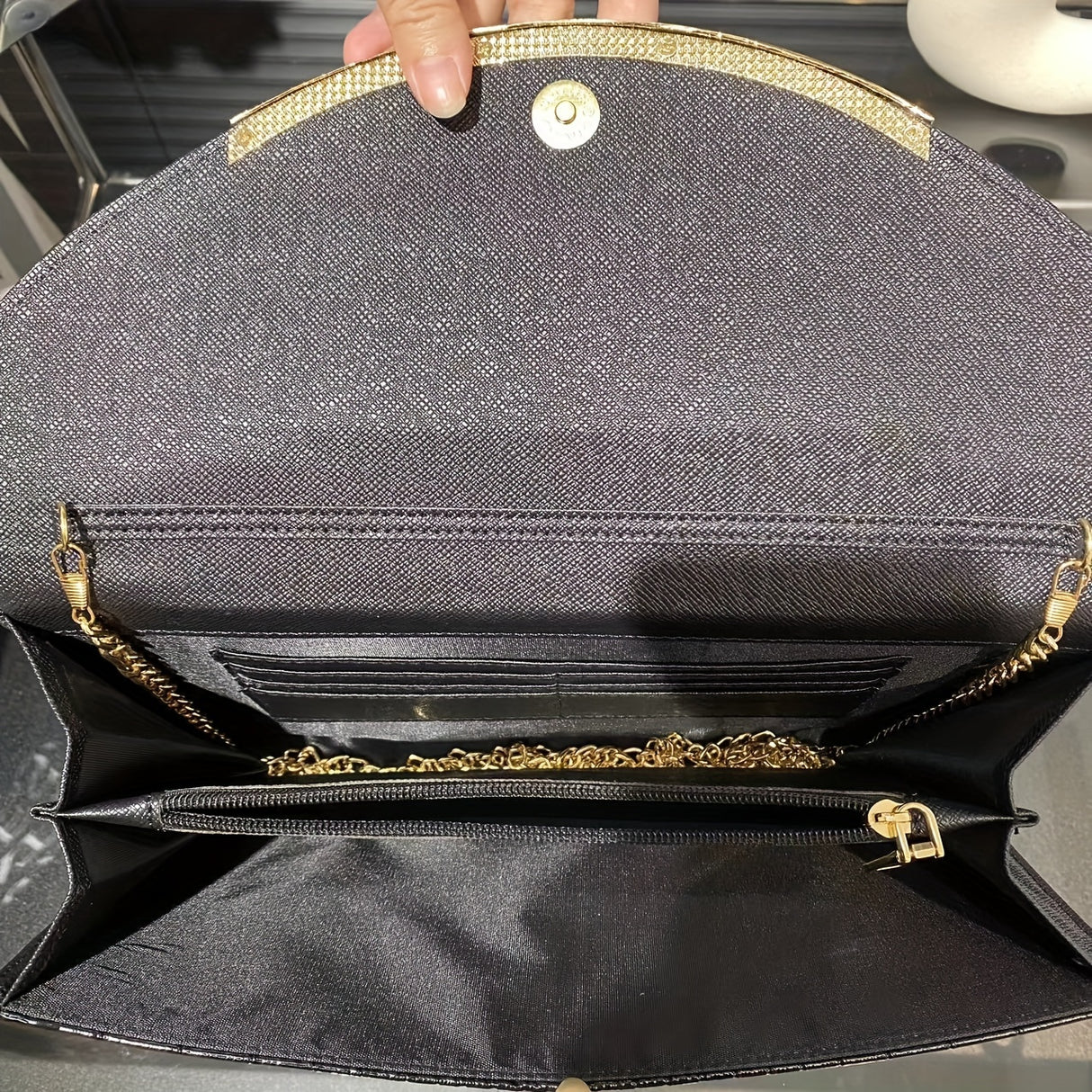 Elegant Clutch Bag For Women, Crocodile Pattern Envelope Handbag, Luxury Patent PU Leather Flap Purse