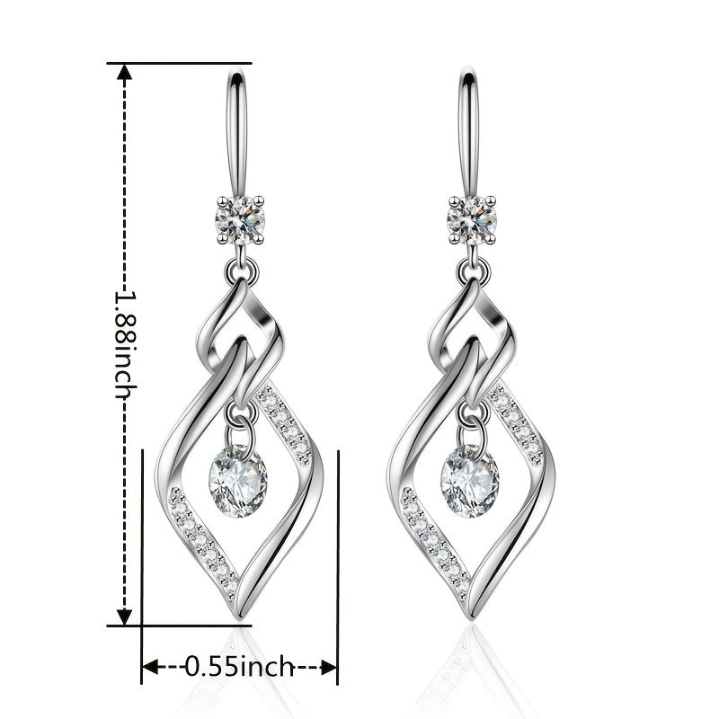 Rhombus Drop Earrings - Luxury Party Jewelry for Women with Inlaid Round Cut, Perfect for Prom, Dinner, and Decorative Occasions