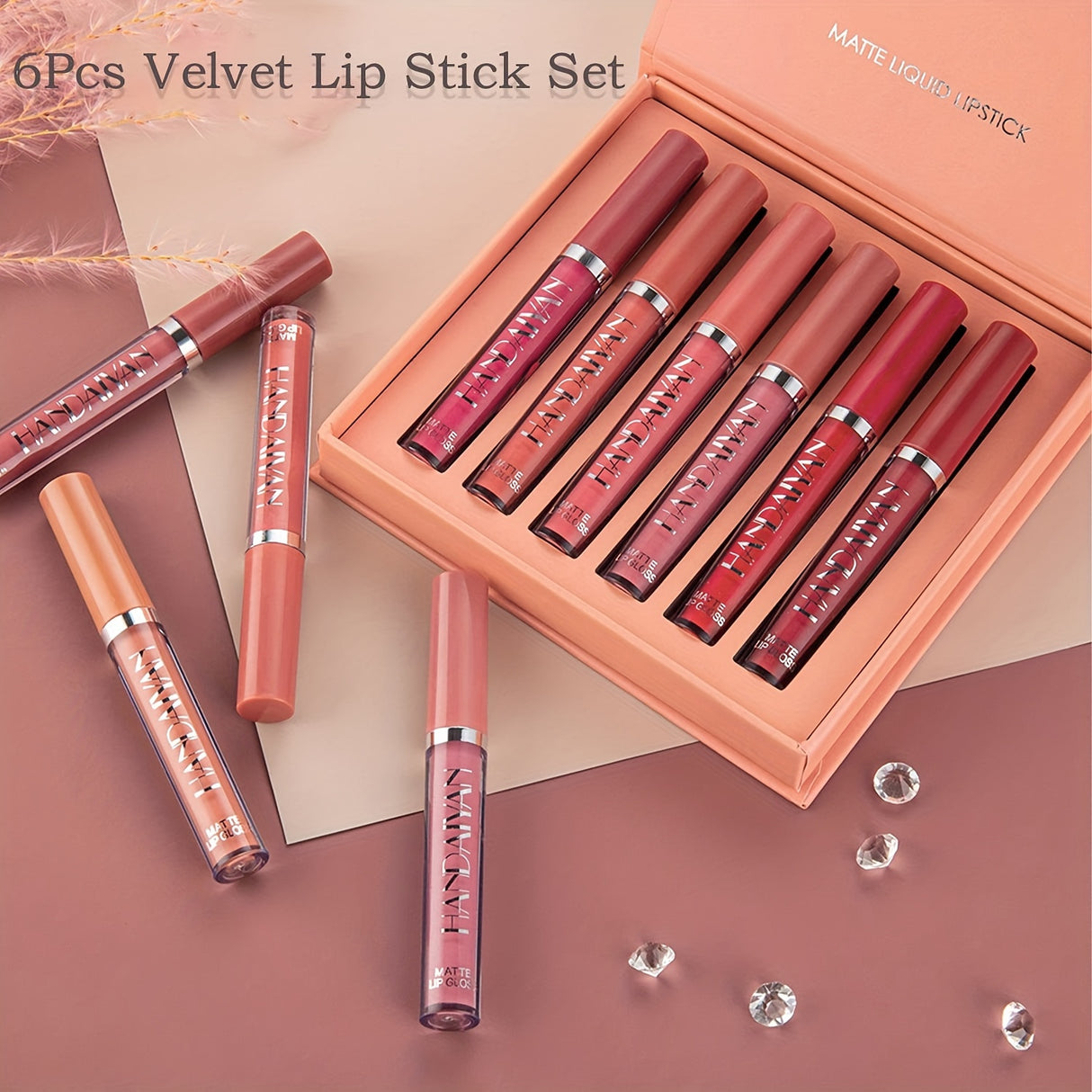 6 Pcs Matte Long-Lasting Wear - Liquid Lipstick Makeup Set - Non-Stick Cup Not Fade Waterproof Lip Gloss