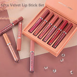 6 Pcs Matte Long-Lasting Wear - Liquid Lipstick Makeup Set - Non-Stick Cup Not Fade Waterproof Lip Gloss