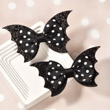 2pcs, Delicate Gothic Punk Bat Wings Design Hair Bows, Girls Halloween Style Casual Leisure Hair Accessories, Gift Photo Props