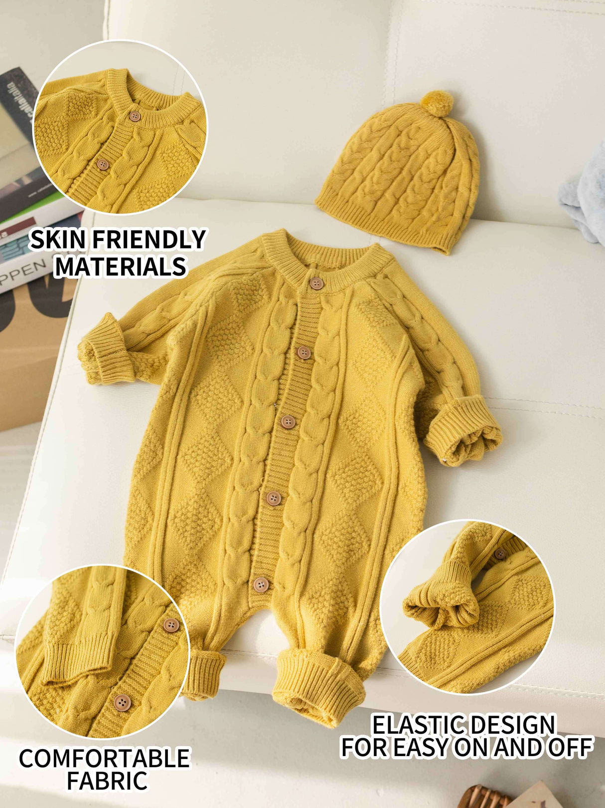 Newborn Baby Girl Boy Outfits Clothes, Warm Knit Sweater Cardigan For Winter, Fall, Spring
