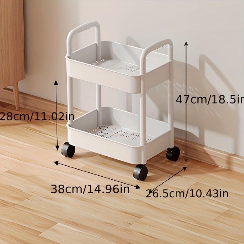1pc Compact Storage Cart - Versatile Floor Storage for Snacks, Books, Bathroom Essentials, and Kitchen Utensils with Wheels - Perfect for Home Organization and Decluttering, Essential Storage Supplies
