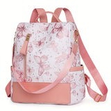 New Chinese Style Silvery Butterfly Print Bag for Women PU Soft This Year's Popular Versatile Single Shoulder Double Shoulder Handbag Trendy Anti-theft School Bag Large Capacity Simple Commuting Outdoor Travel Work Women's Ba