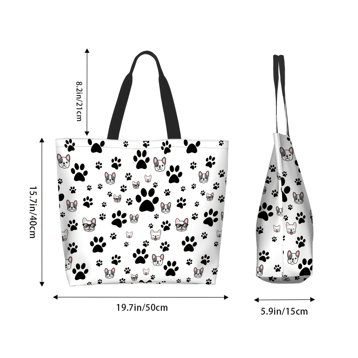 Large Capacity Tote Bag - Dog Paws Pattern Handbag Gym Bag, Travel Weekender Bag, Shopping Bag For Women Men