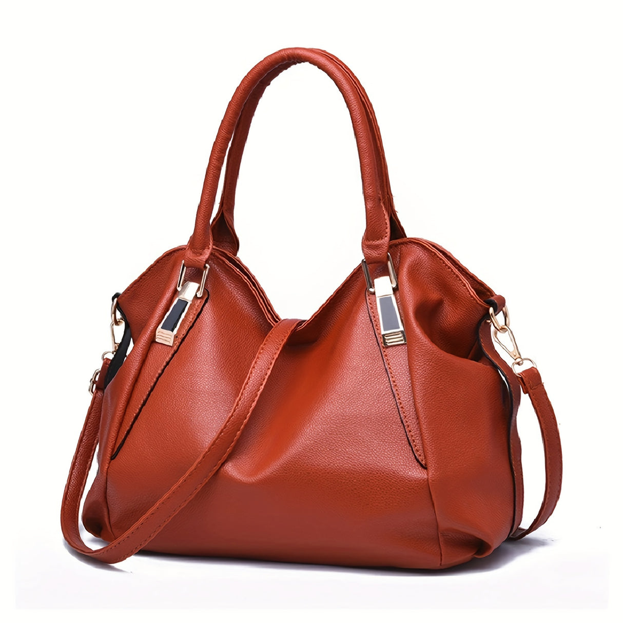 Durable Womens Large Capacity PU Leather Handbag - Stylish Textured Solid Color Shoulder Bag - Perfect Commuter Hobo Style for Work or Everyday