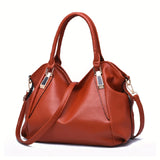 Durable Womens Large Capacity PU Leather Handbag - Stylish Textured Solid Color Shoulder Bag - Perfect Commuter Hobo Style for Work or Everyday