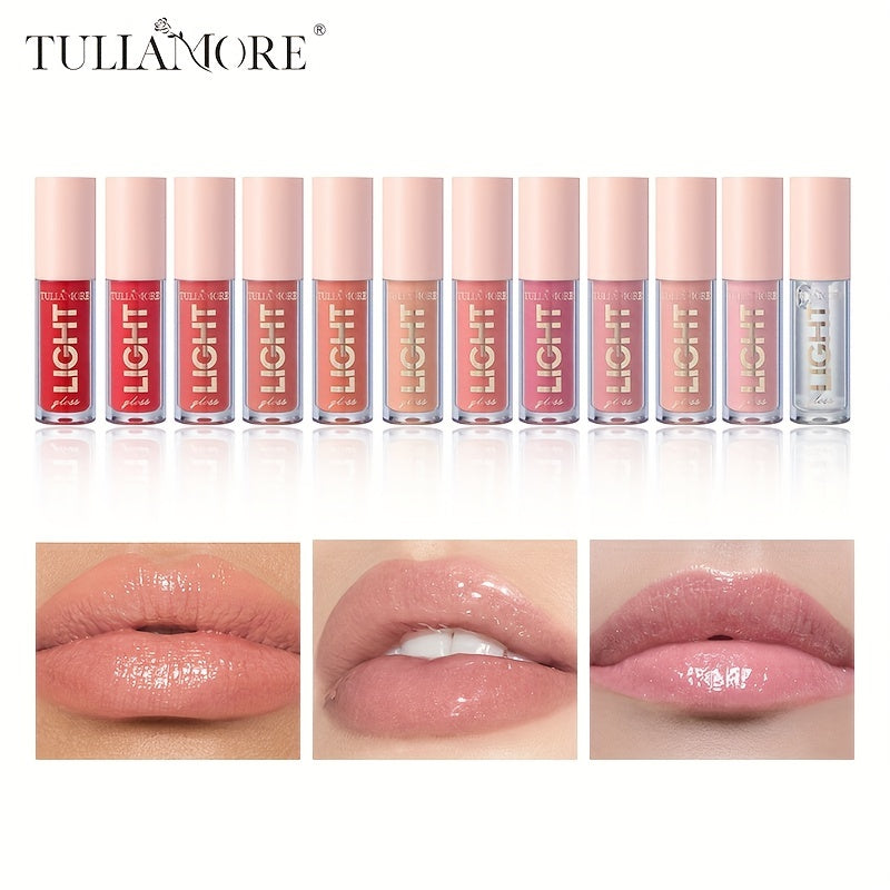 12 Colors Pearlescent Moisturizing Lip Gloss - Lustrous Mirror Nude Lip Stain with Natural Lip Oil for Valentine's Day Gifts