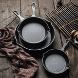 [Cast Iron Skillet] 3pcs/4pcs/5pcs Cast Iron Skillet Set | 6 Inch/8 Inch/10 Inch Cast Iron Frying Pan, Household Pan, Kitchen Accessories, Home Cook, Cast Iron Pan Without Coating Set