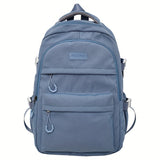 New Fashionable Large-capacity Backpack, Unisex Casual Trend Backpack, Simple Solid Color Versatile School Bag