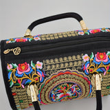 Vintage Embroidered Boston Bag, Retro Bohemian Tote Bag, Women's Ethnic Style Handbag & Purse