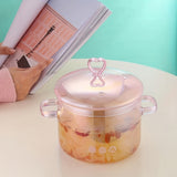 2 Pack -1500ml/50.7oz - Household Pink Double Ear Glass Pot, Double Handle Soup Health Pot, Electric Pot For Soup, Open Fire Stew Pot, Innovative Pink Glass Pot - Pink Girl Cute Cooking Pot