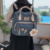 Ins Retro Campus Waterproof School Bag, Cute Girl Multi-function Shoulder Bag, Female Student Adjustable Messenger Bag
