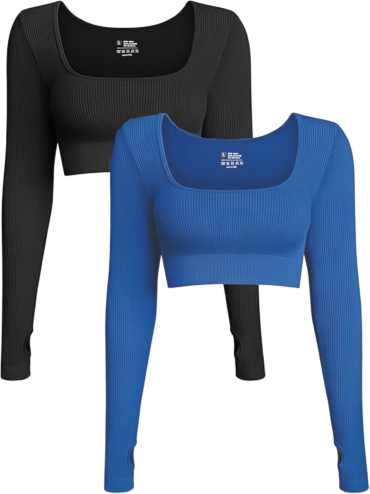 Women'S High-Intensity Yoga & Fitness Long Sleeve Crop Tops - Slimming, Stretchy, Four Seasons, Versatile Wear (2pcs Set), High-Waisted Design, Breathable Fabric, No Belt, Stretchy Fabric, Crop Top, Solid Color
