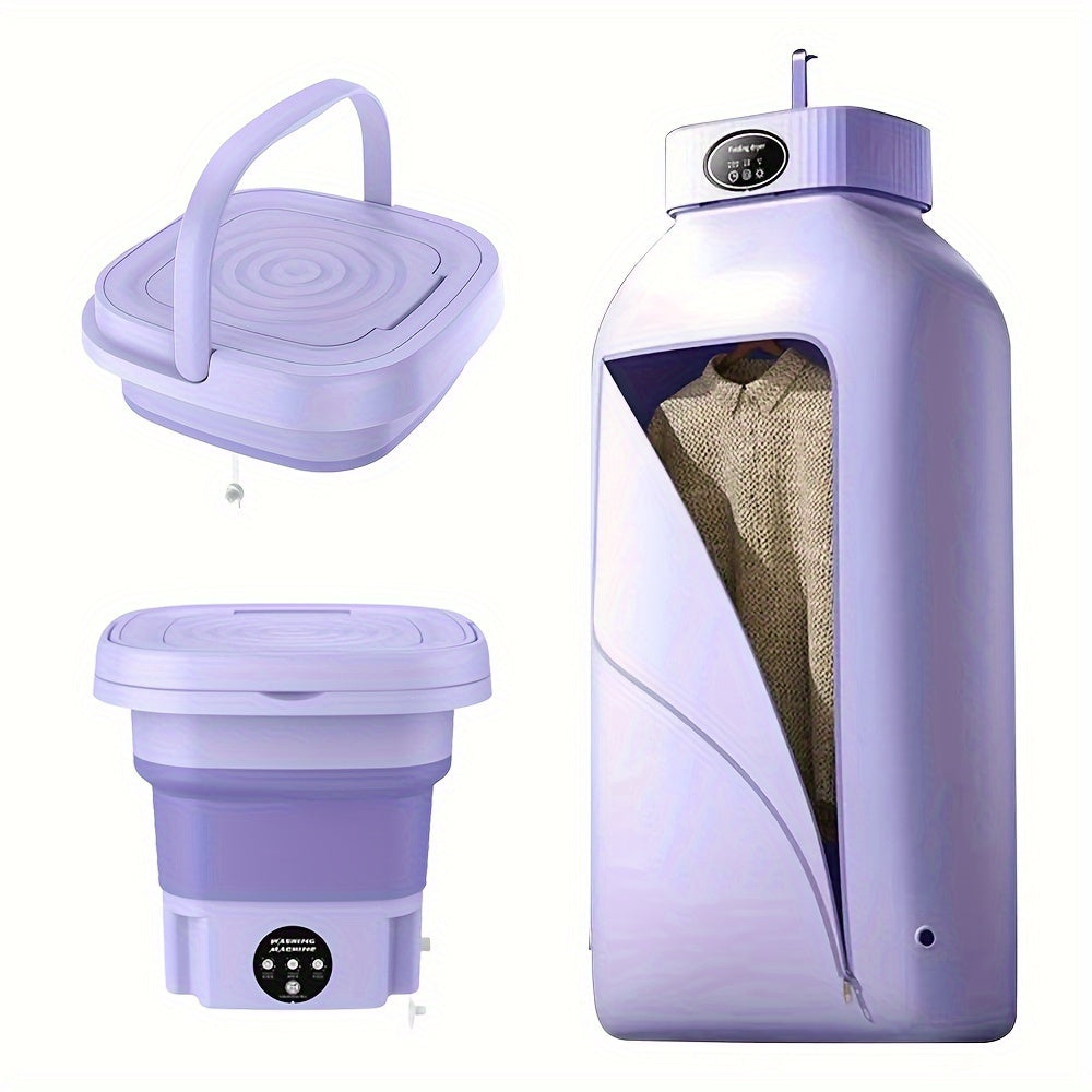 A Portable Washing Machine + A Portable Clothes Dryer, A Total Of Two Washing And Drying Sets, Folding Mini Small Washing Machine, Storable Portable Dryer, Home, Travel, Car, Dormitory And Apartment, Simple To Use And Does No