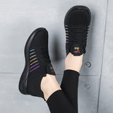 Womens Lightweight Lace Up Running Shoes - Fashionable Ventilated Striped Design - Durable Outdoor Walking Sneakers for Casual Daily Wear
