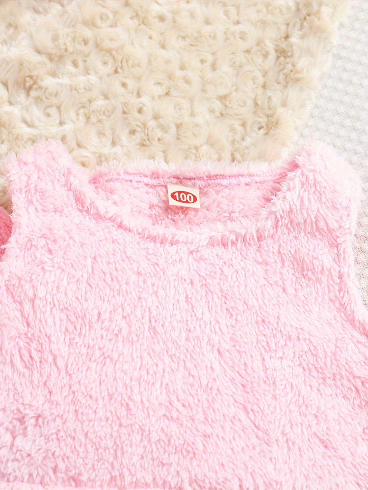 Double-sided Fleece 3pc Sets Toddler Girls Open Fron Jacket & Cami Tank Top & Jogger Pants Kids Clothes For Fall Winter Party