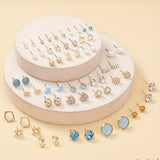 30 Pairs Assorted Multiple Stud Earrings Set For Women Heart Cherry Alloy Simple Earrings