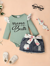 Baby Girl Clothes Newborn long Sleeve Ruffle Romper Short Jeans Pants Leporad Infant Outfits 3pcs 0-18 Months