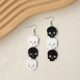 Translucent Acrylic Drop Earrings Skull Shape Pendant Punk Style Shiny Hook Earrings Cartilage Piercing Jewelry