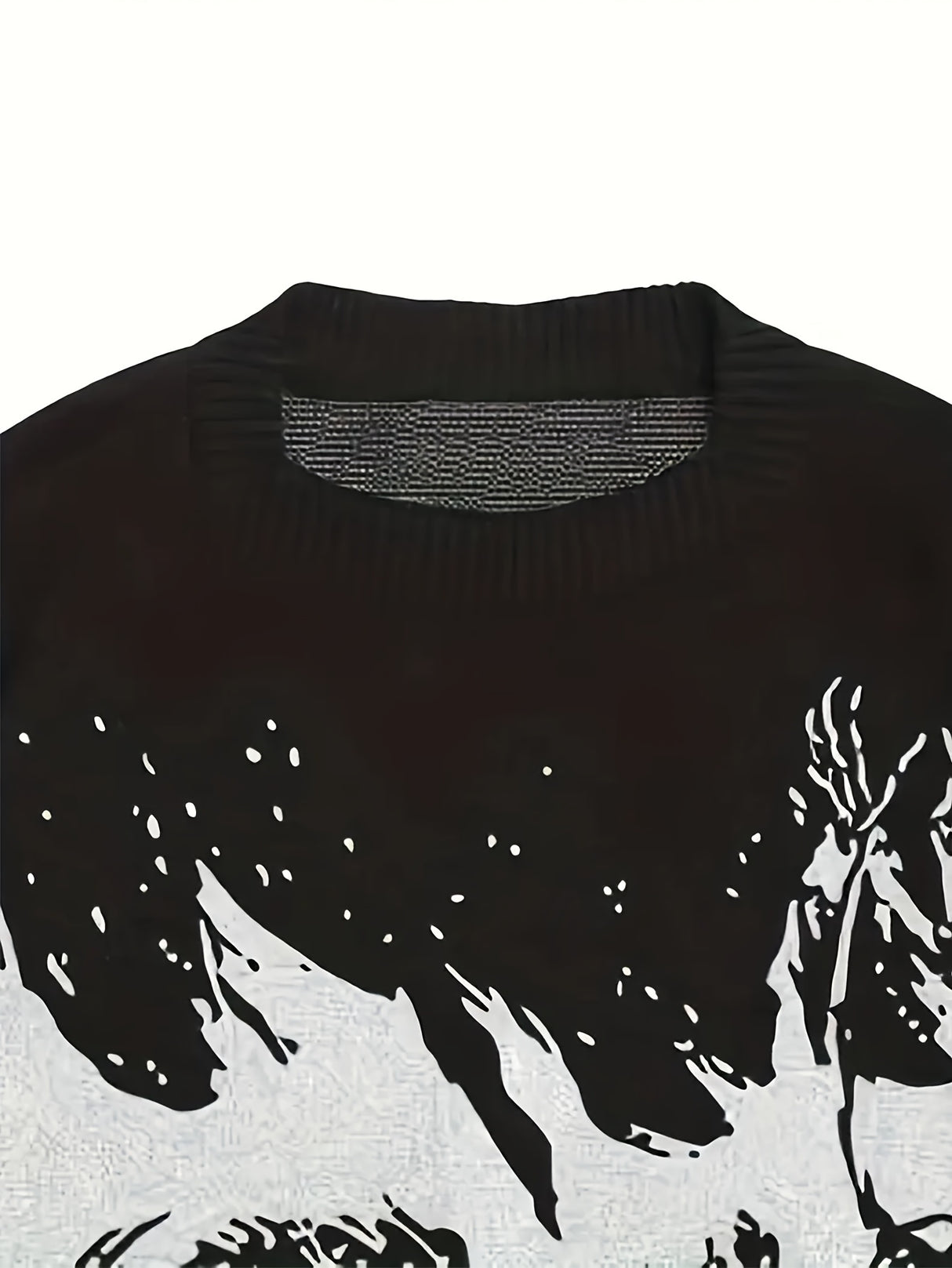 Vintage Skull Print Crew Neck Knit Sweater for Men - Viscose Blend Loose Fit Long Sleeve Pullover - Fall/Winter Casual & Party Knitwear with Medium Stretch - Adult Men's Halloween Top