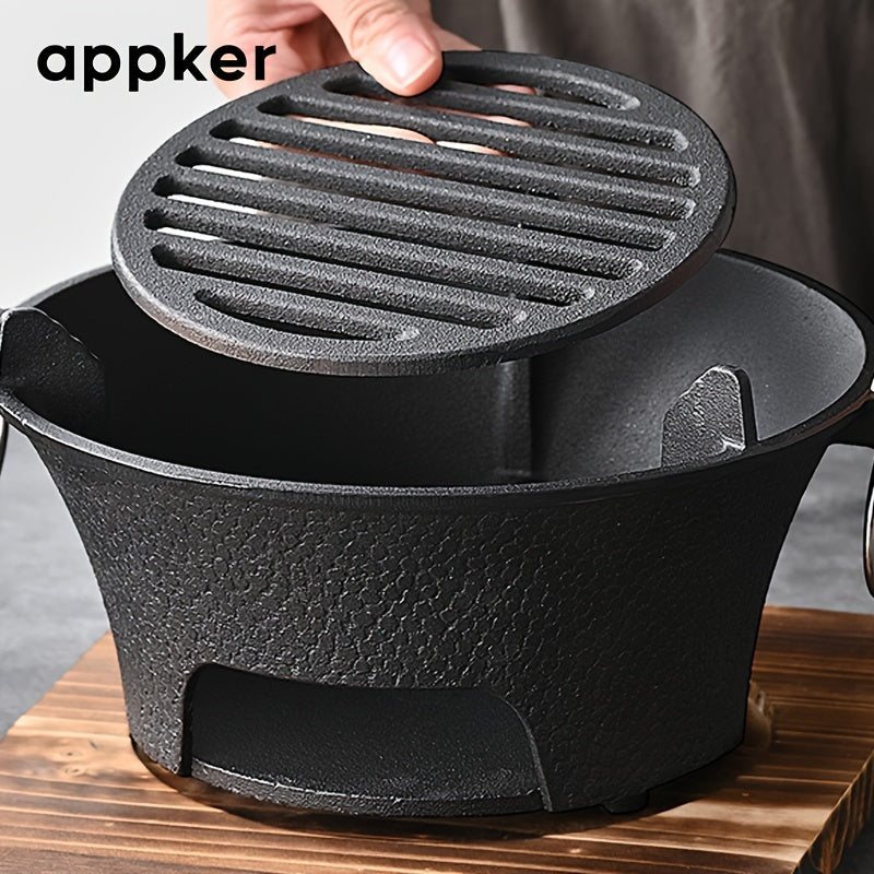1Set, Cast Iron Charcoal Stove, Multi-functional Barbecue Stove, Round Heating Stove, Outdoor Camping BBQ Cooking Supplies