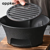 1Set, Cast Iron Charcoal Stove, Multi-functional Barbecue Stove, Round Heating Stove, Outdoor Camping BBQ Cooking Supplies