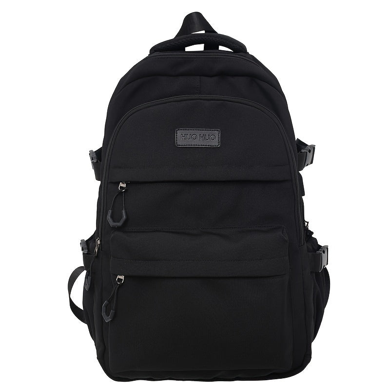 New Fashionable Large-capacity Backpack, Unisex Casual Trend Backpack, Simple Solid Color Versatile School Bag