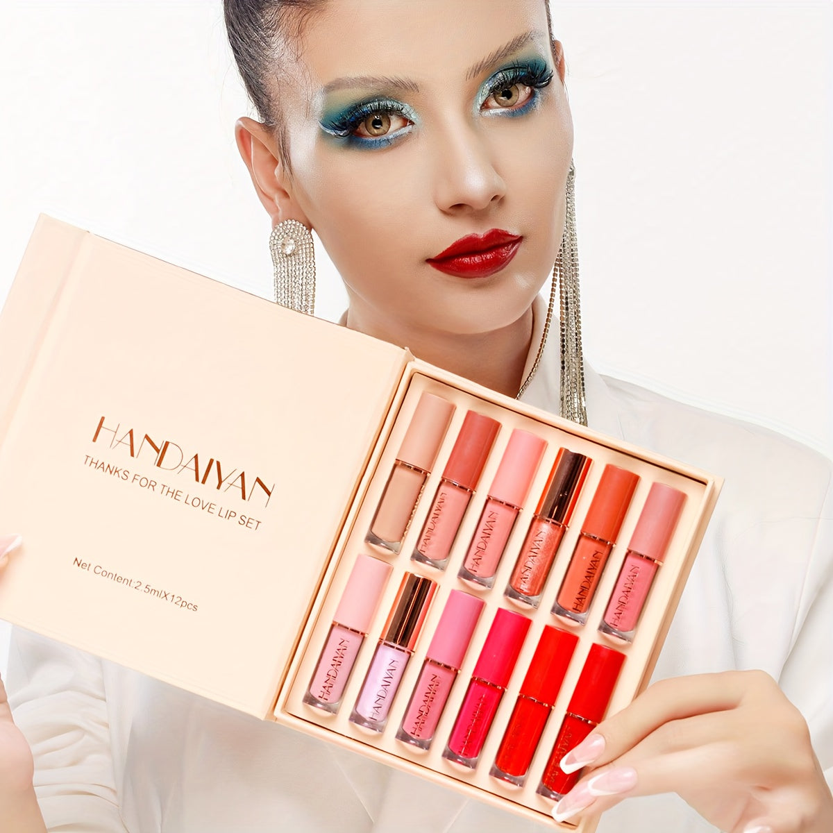 12 Colors Lip Gloss Set Liquid Lip Gloss Makeup Cosmetic Liquid Lipstick Smudge Proof Waterproof Lip Tint Set Mother's Day Gift