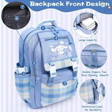 CinnamonRoll Backpack Set with Stationery, CinnamonRoll Cute Cartoon Bookbag, Kawaii Sanrio Backpack, Cute Blue School Bag, School Backpack, for Back to Shool Season, New Semester, Travel Accessories Must Have, Travel Accesso