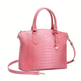 Fashion-Forward Crocodile Pattern Tote Bag - Double Handle Work Purse with Secure Zipper Closure - Perfect for Stylish, Professional Women - A Trendy Daily Accessory