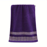 3pcs Cotton Towel Set 1 Bath Towel, 2 Towels - Contemporary Embroidered Geometric Pattern Design, Bathroom Essentials, Christmas Decoration, Christmas Gifts, Suitable for Autumn and Winter Seasons and for Giving to Family and