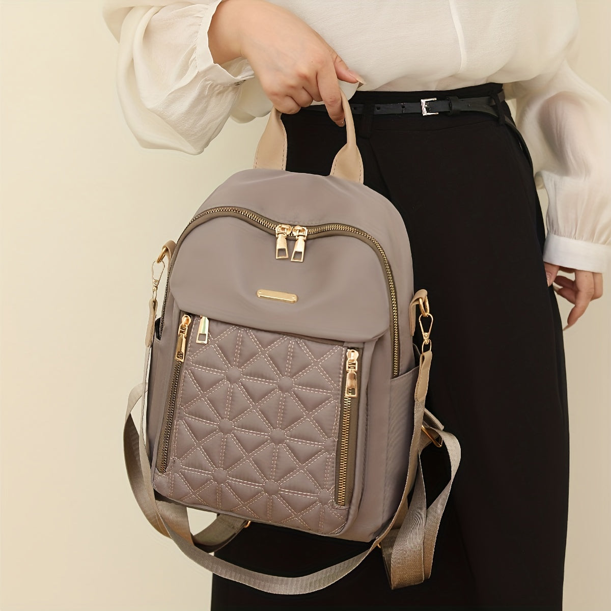 Quilted Convertible Backpack Purse, Anti-Theft Two-Way Daypack, Women's Travel & School Bag