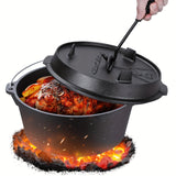 13.2 Quart Cast Iron Dutch Oven with Lid Lifter, Dual Function Lid Griddle, Stand and Lid for Home Cooking, Baking, BBQ