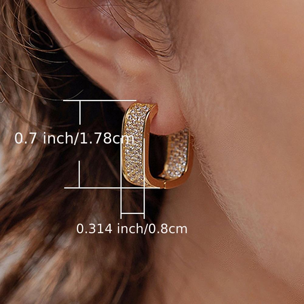[Luxury Earrings] READKISS Luxury Golden Plated CZ Hoop Earrings | Sparkling April Birthstone, Copper Base, Perfect for Daily Wear & Parties, Elegant Gift Idea