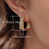 [Luxury Earrings] READKISS Luxury Golden Plated CZ Hoop Earrings | Sparkling April Birthstone, Copper Base, Perfect for Daily Wear & Parties, Elegant Gift Idea