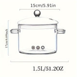 Rust-Resistant Clear Glass Cooking Pot with Lid - Durable Borosilicate Glass, Ideal for Open Flame & Electric Ceramic Stoves, Perfect for Vegetable Production & Soup Stew Cooking, Easy to Clean & Heat Resistant
