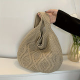 Trendy Literary Crochet Hobo Bag - Hollow Out Knitted, Crossbody, Stylish, Fashionable, and Spacious Handbag for Women