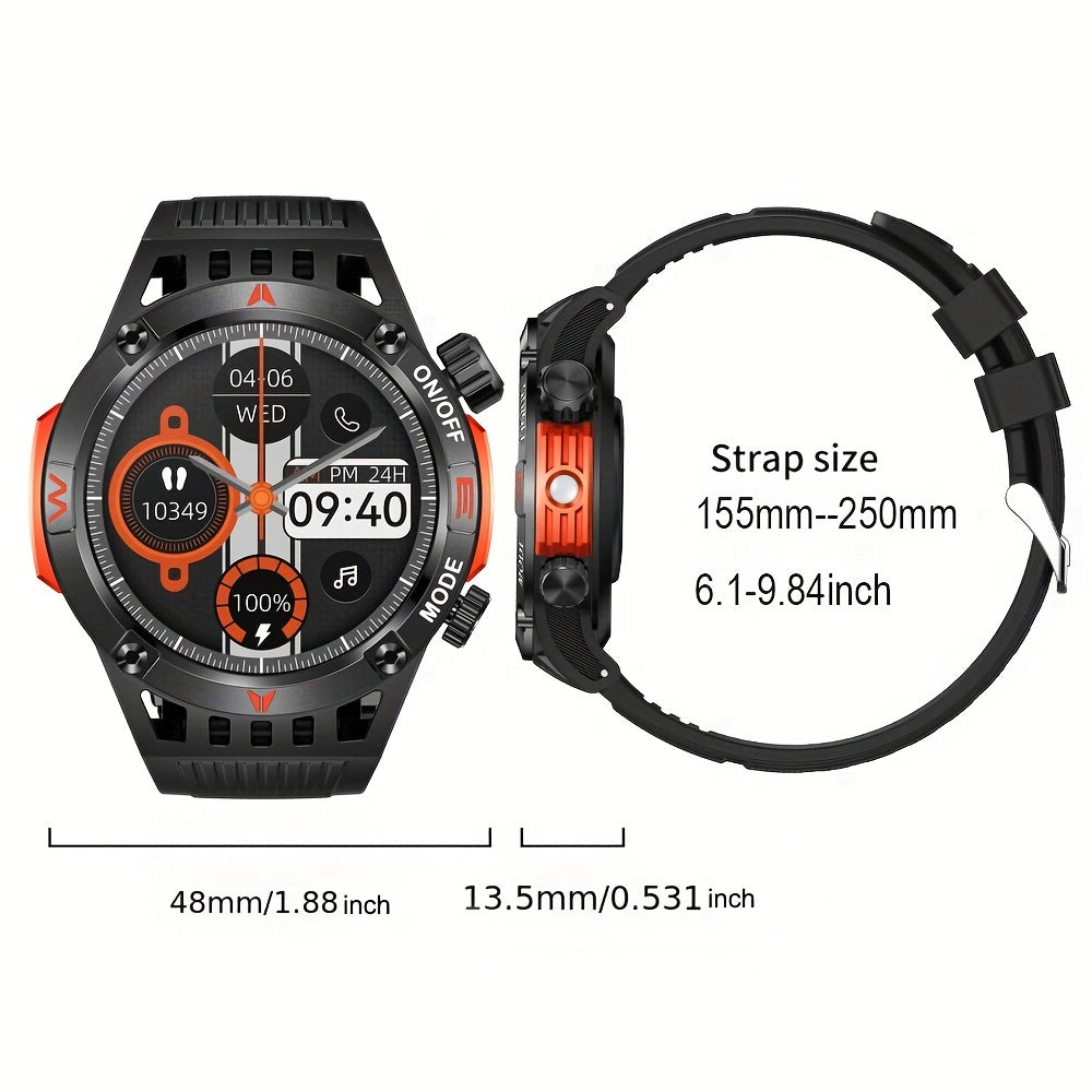 Smart Watch Wireless Answer And Call SOS Outdoor Watch Outdoor Sports Watch LED IP68 Waterproof Compass Fitness Tracker Pedometer Multimedia Message Display, Suitable For Android&IPHONE Mobile Phones, Men's And Women's Smart