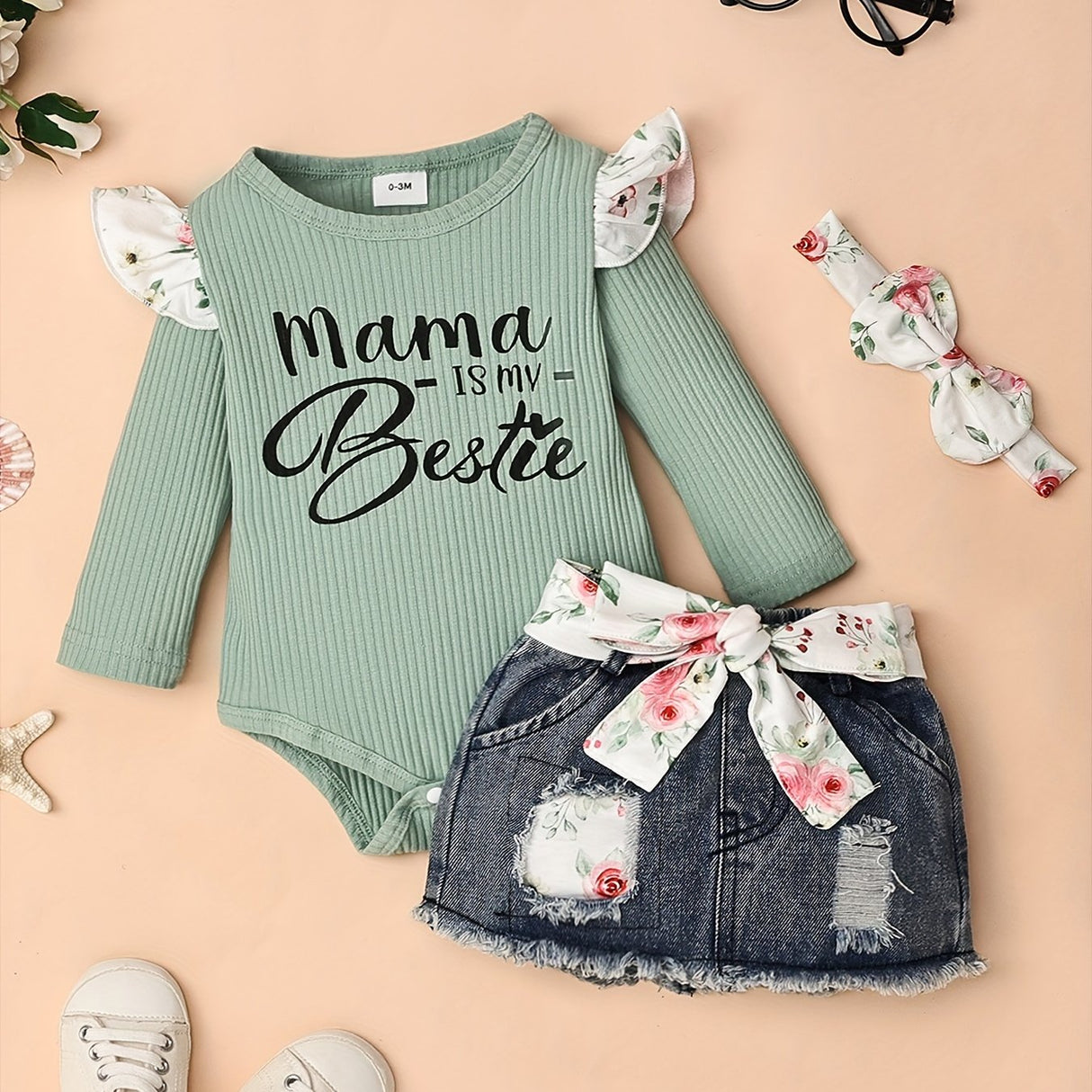 Baby Girl Clothes Newborn long Sleeve Ruffle Romper Short Jeans Pants Leporad Infant Outfits 3pcs 0-18 Months