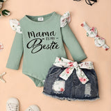 Baby Girl Clothes Newborn long Sleeve Ruffle Romper Short Jeans Pants Leporad Infant Outfits 3pcs 0-18 Months