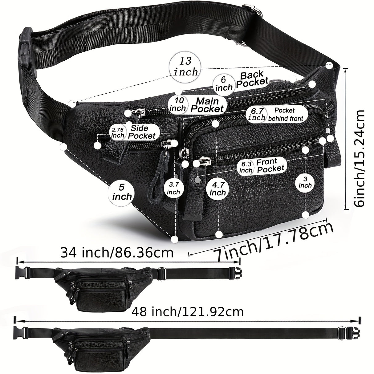 Unisex Genuine Leather Fanny pcs - Waterproof, Multi-Pocket Waist Belt Bag For Hiking, Cycling & Outdoor Sports Backpack For Travel Waterproof Backpack